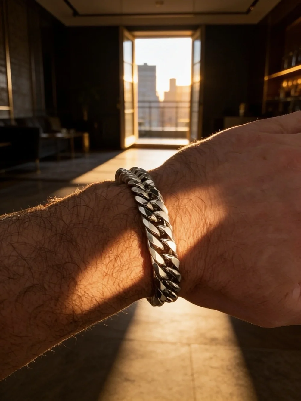 Men's Silver Curb Chain Bracelet - Sleek Stainless Style